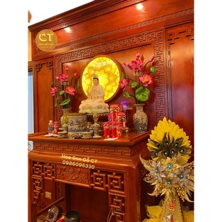 Hoa Sen Gỗ ( Sen Hồng ) Cắm Bình Sứ ( Không Kèm Bình )