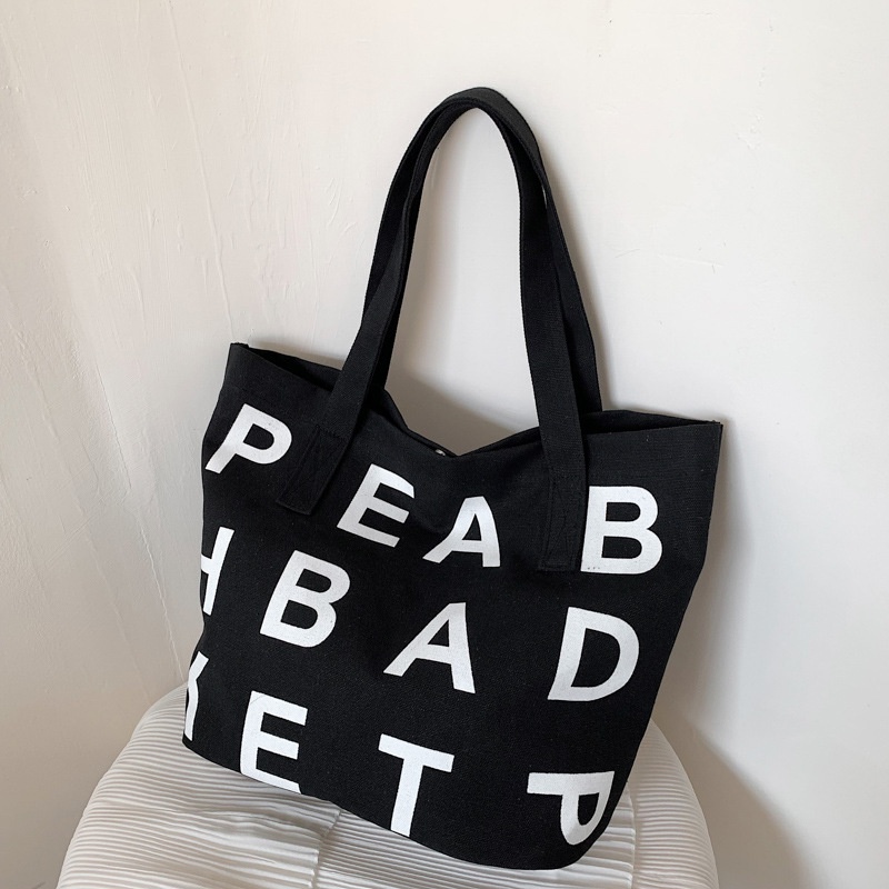 Túi Vải canvas Có In Chữ Phong Cách Hàn Quốc Thời Trang Cho Nữ