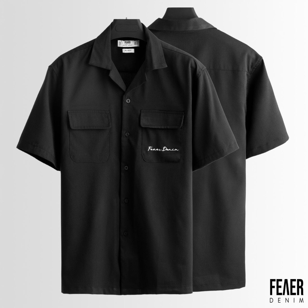 Áo sơ mi nam họa tiết Feaer DENIM chất linen Spandex Max - MÀU ĐEN | BigBuy360 - bigbuy360.vn