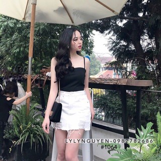 Quần váy jean rách tua gấu_quần jean giả váy vnxk