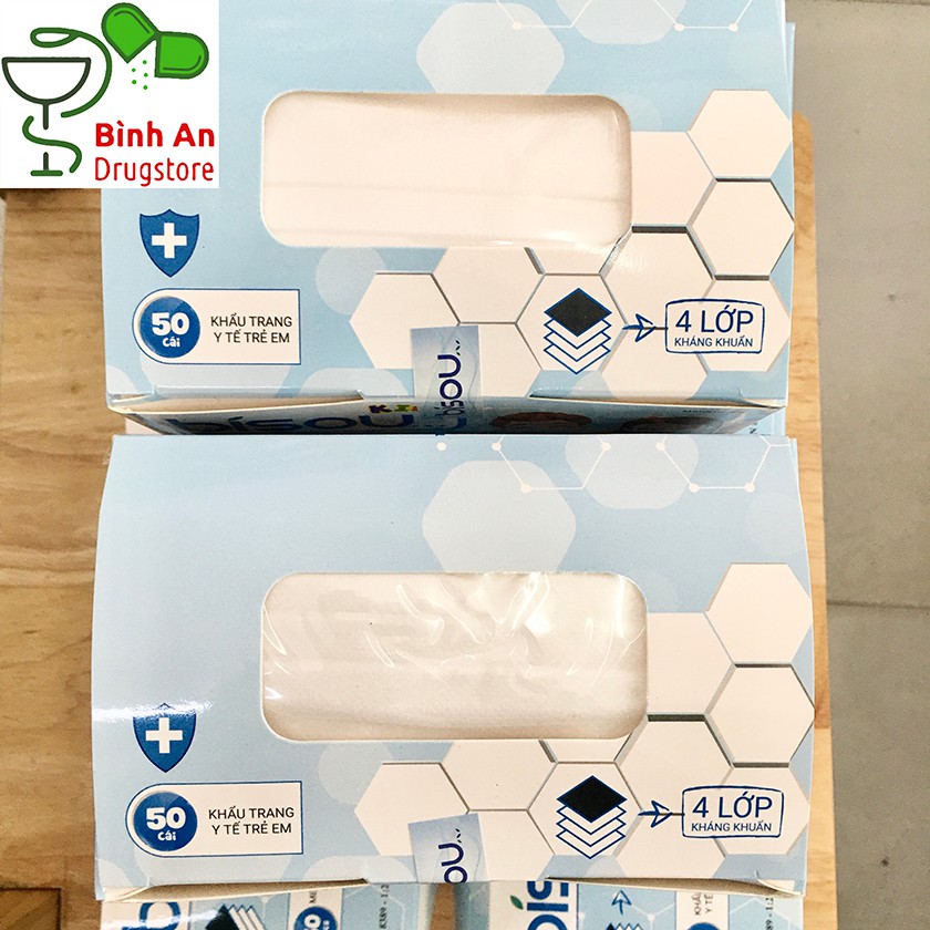 [CHÍNH HÃNG] KHẨU TRANG Y TẾ 4 LỚP KHÁNG KHUẨN BISOU TRẺ EM - Hộp 50 cái chia 5 bịch | BigBuy360 - bigbuy360.vn