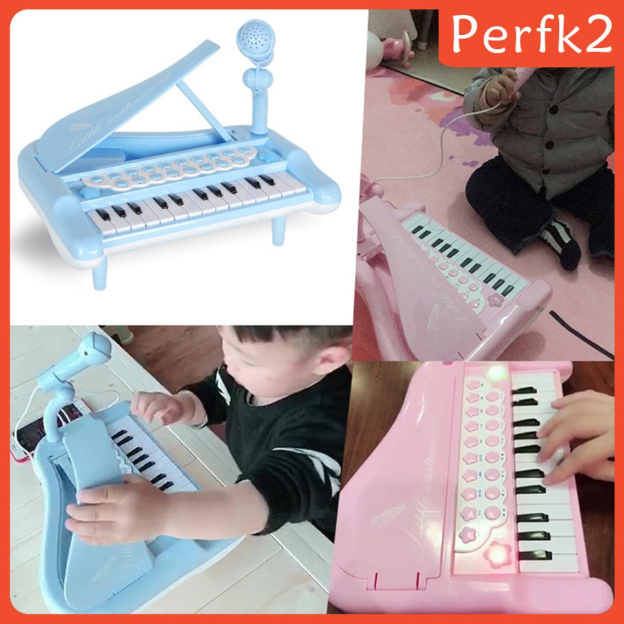 Đàn Piano Điện Tử Perfk2 Có Micro Màu Hồng Cho Bé