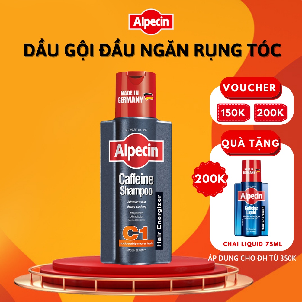 Dầu gội Caffeine Alpecin C1 250ml giúp tóc mọc chắc khỏe, dầy hơn, dành cho nam