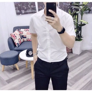 Áo sơ mi trắng unisex (2han N.HẬT_H.ÀN 97%)