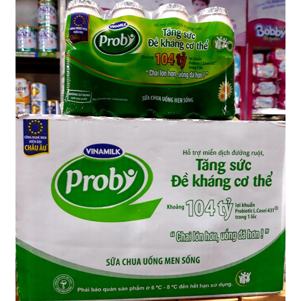 Thùng Sữa Chua Uống Proby VNM 130ml Đủ Vị: Đường, Ít Đường, Việt Quất (24 chai)