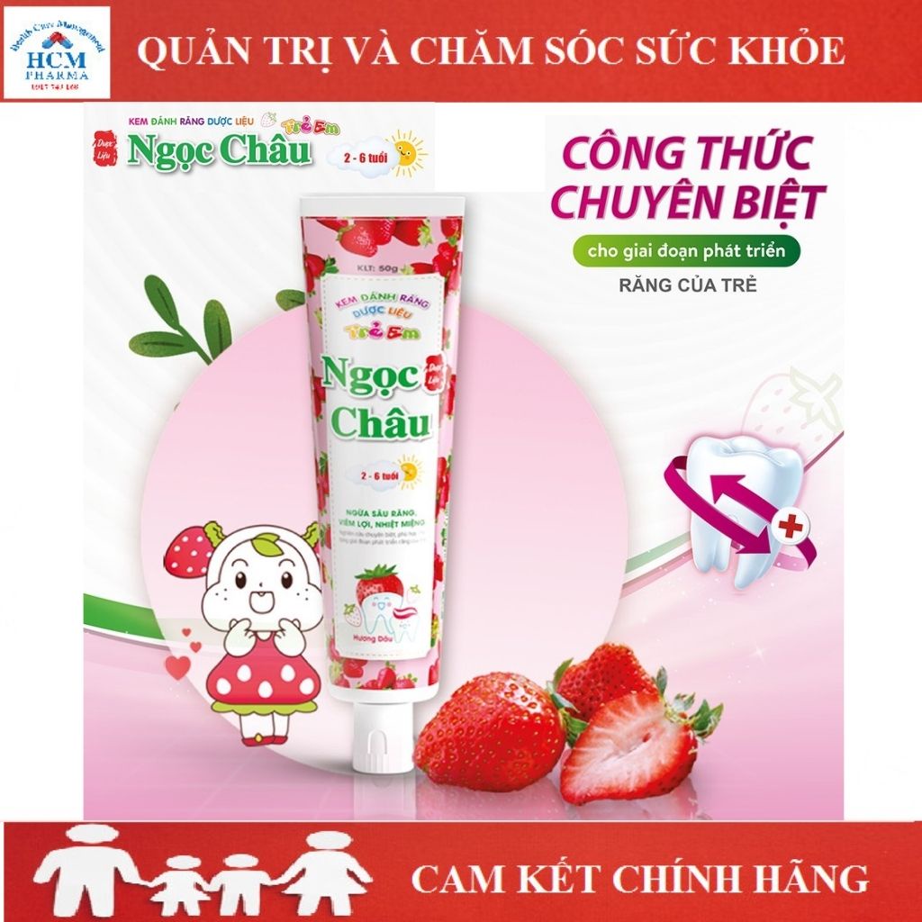 Kem đánh răng dược liệu Ngọc Châu hương dâu Trẻ Em 2 - 6 tuổi - HLH03