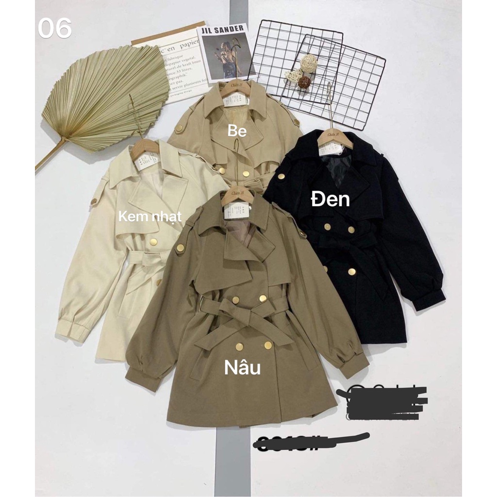 [Mã HINS202  giảm 5k trên toàn shop] Áo măng tô nữ dáng lửng 4 cúc đồng kèm belt hàng Quảng Châu ( sẵn ) | BigBuy360 - bigbuy360.vn