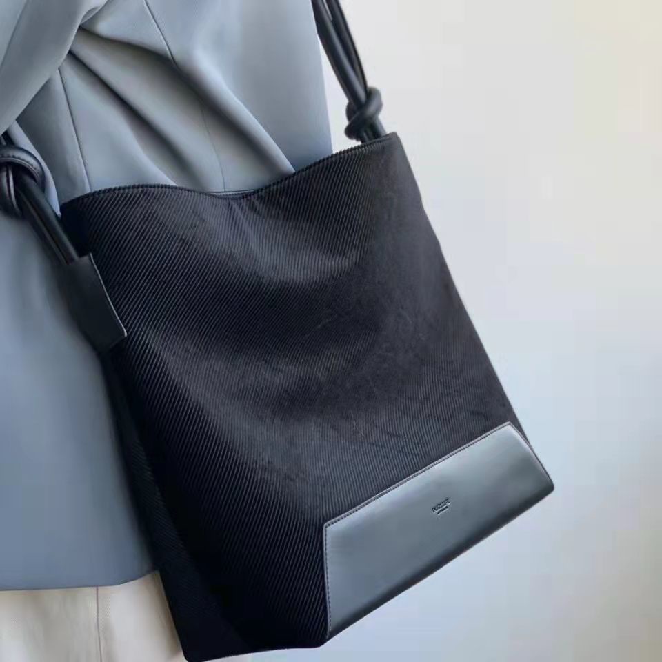 Túi Tote Đeo Chéo Vải Nhung Kẻ Cỡ Lớn Thời Trang Cho Nữ