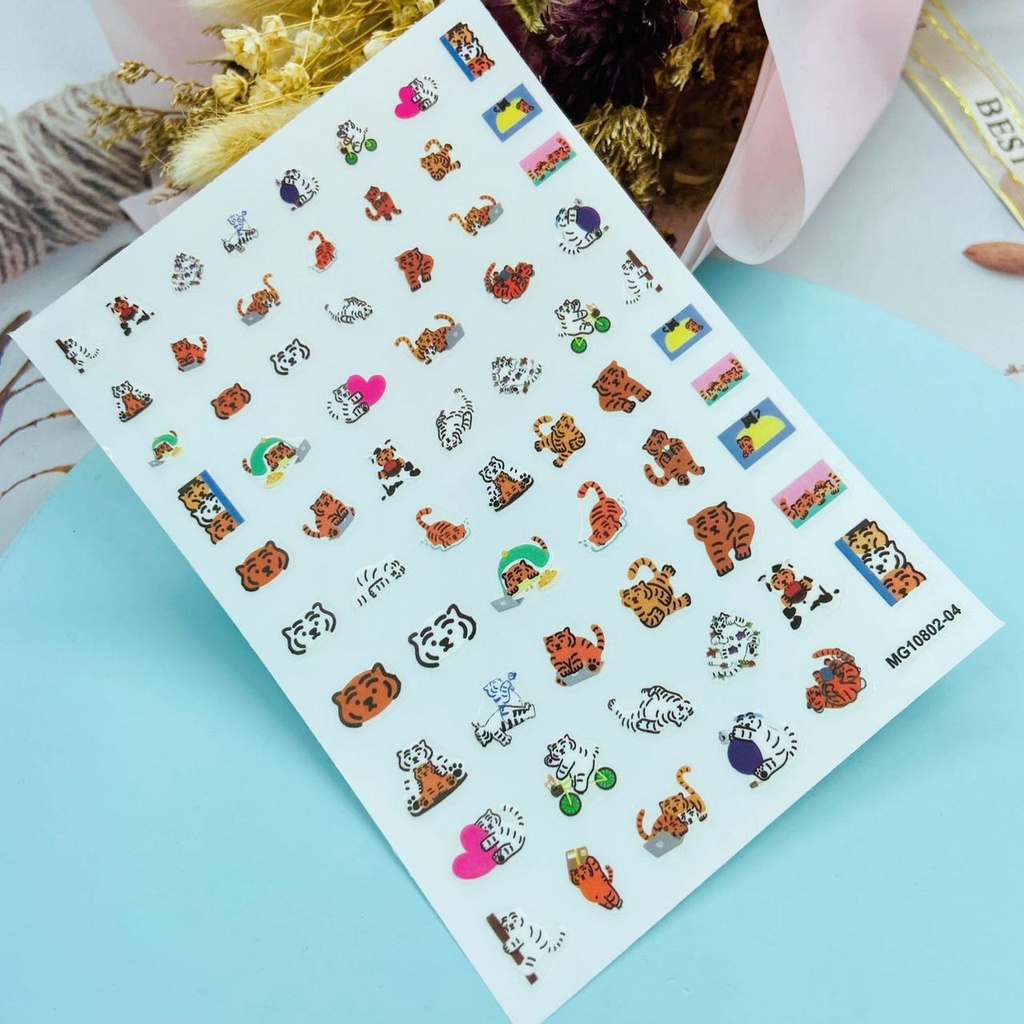 Sticker lụa dán móng hình cọp