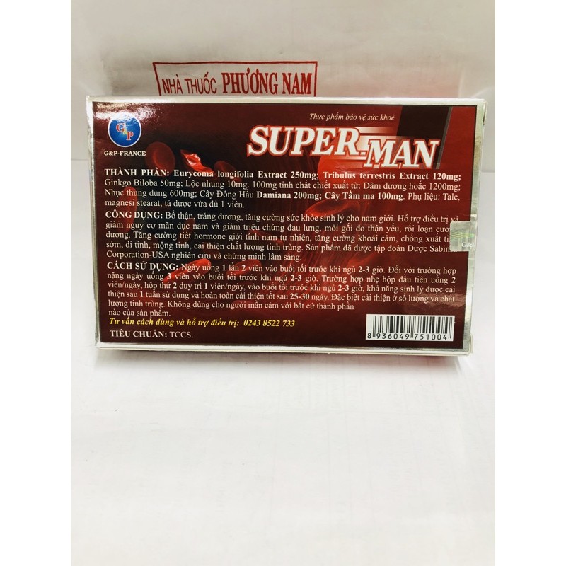 (che tên sản phẩm) Tăng cường sinh lý SUPER MAN-hộp 10viên