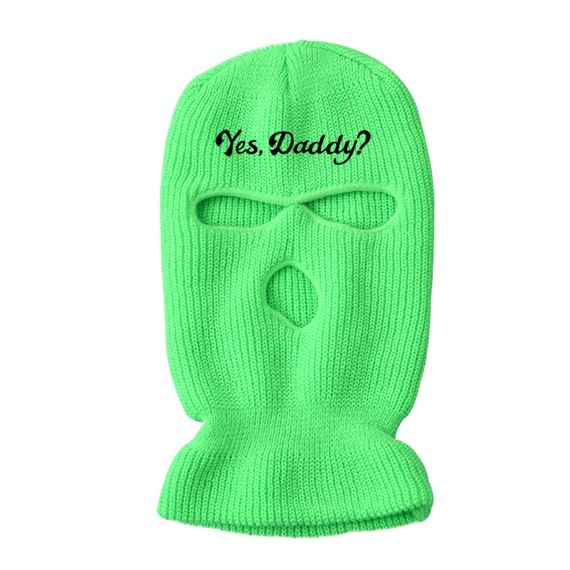 Mũ Beanie Dệt Kim Thêu Chữ yes Dad 3 Lỗ Cá Tính