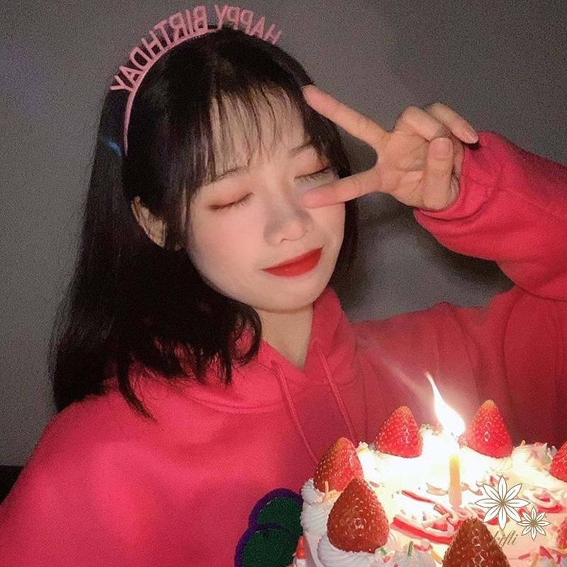 【kifli】Băng đô cài tóc chữ sinh nhật màu sắc dễ thương phong cách Hàn Quốc