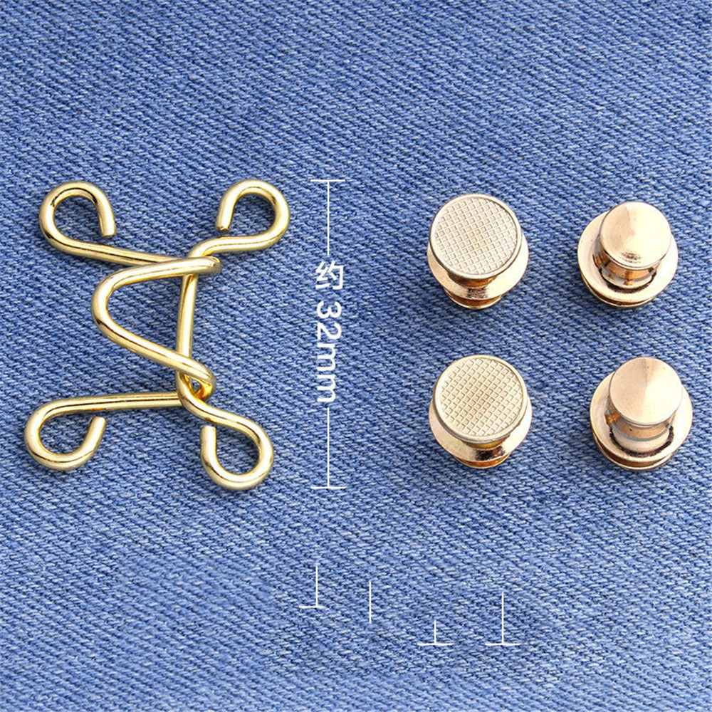 Metal Buttons for Removable Jeans Nail-free Style Buckle Jeans Waist Adjusting Artifact
