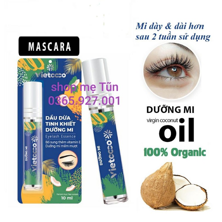Dầu dừa tinh khiết dưỡng mi Vietcoco 10ml
