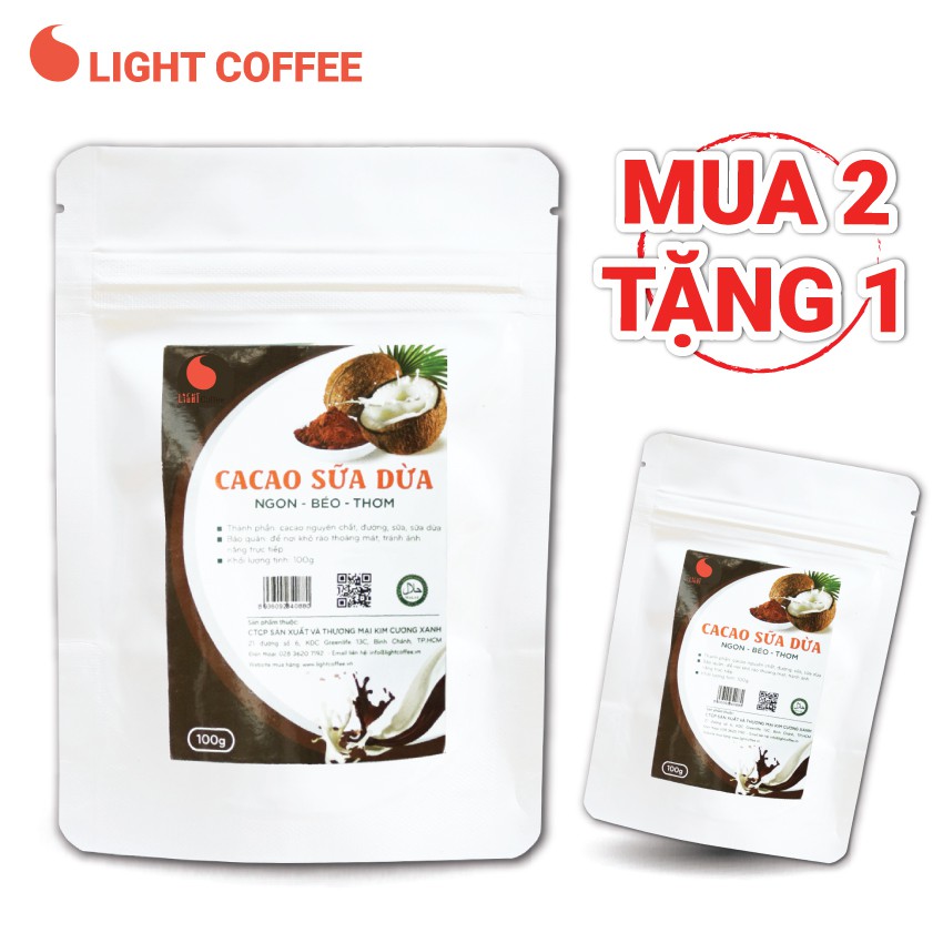 [Follow shop] Gói 100g - Bột Cacao sữa dừa GreenD Food