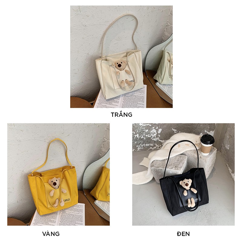 Túi tote vải đeo chéo canvas bag giá rẻ đẹp đi học LUKAMO TX654