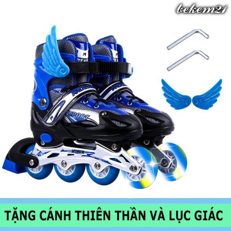 Giày Trượt Patin Phát Sáng Sport Trẻ Em - Batin Người Lớn QF Thế Hệ Mới (Tặng 1 Thanh Cờ Lê Tháo Lốp)