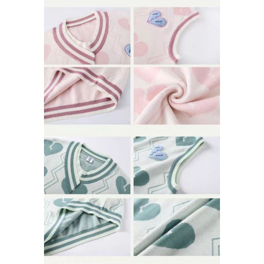 Áo gile len hình trái tim cổ chữ V oder taobao
