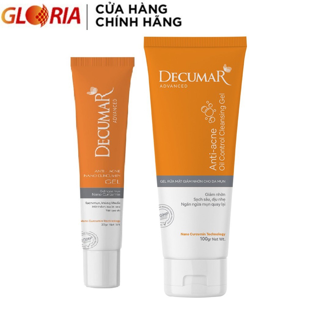 [Mã COSGLORIAT3 -8% đơn 250K] Combo kem ngừa mụn Decumar New 20 gram/ tuýp và gel rửa mặt Decumar Clean 100 gram/ tuýp