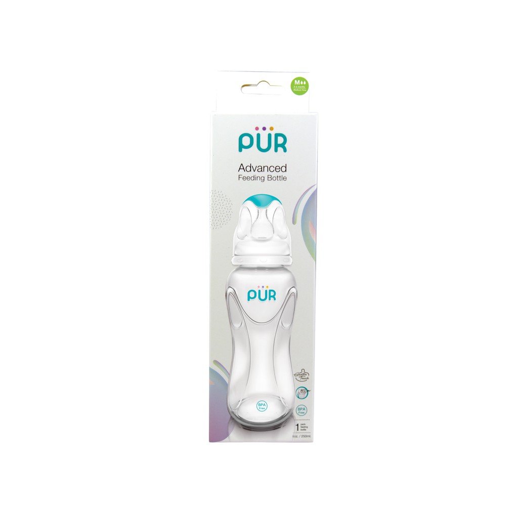 Combo 1 bình Pur Advanced 250ml + vỉ núm Pur size L + 1 bình Pur 2 quai 250ml