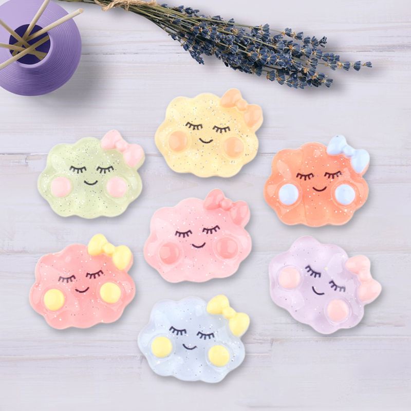 Set 30 Phụ Kiện Trang Trí Tóc Hình Đám Mây / Mặt Cười Màu Sắc Ngọt Ngào DIY