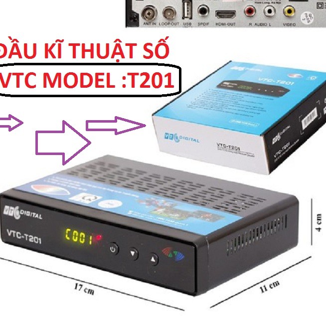 Đầu thu kỹ thuật số DVB- T2 VTC 201, xem truyền hình hơn 60 kênh, bảo hành 1 tháng