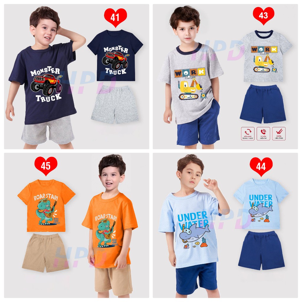Bộ đồ hè cotton cộc tay cho bé từ 10-35kg_HpdKid Shop