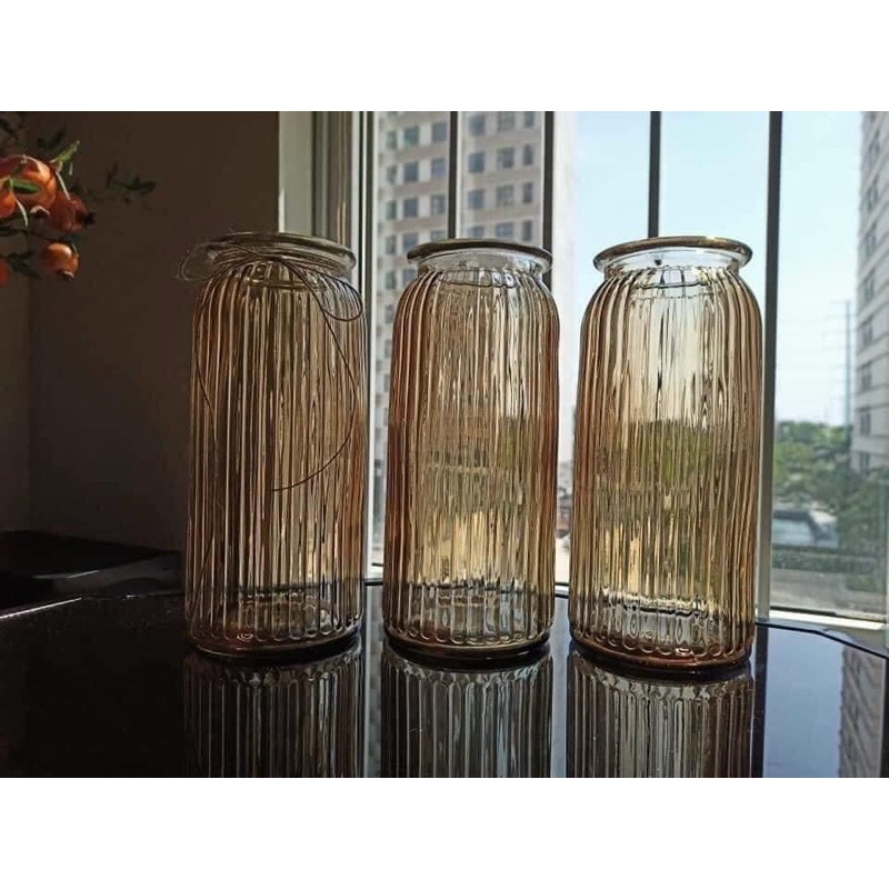 Bình hoa thuỷ tinh cao 25cm chất dầy