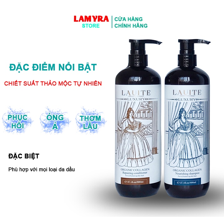 Dầu gội đầu LAUITE LUXURY 800mlx2 phục hồi hư tổn chuyên sâu hương nước hoa Lamyra
