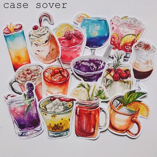 Set 14 Sticker thiết kế chủ đề Đồ Uống trang trí Planner - Case Sover