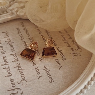 Larosabyh: Bông tai đá nâu vintage phong cách Hàn Quốc 2021 [BT131]