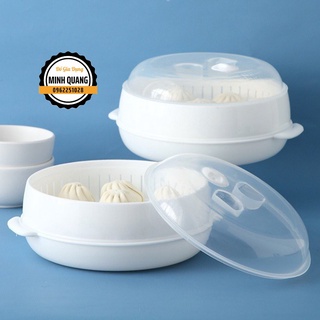 Nồi Hấp Lò Vi Sóng 3 Lớp Nhựa Việt Nhật, Khay Hấp 3 Lớp Dùng Cho Lò Vi Sóng Có Nắp Đậy Tiện Dụng