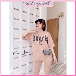 Đồ bộ nữ quần lửng áo in chữ bộ mặc nhà chất liệu cotton thoáng mát