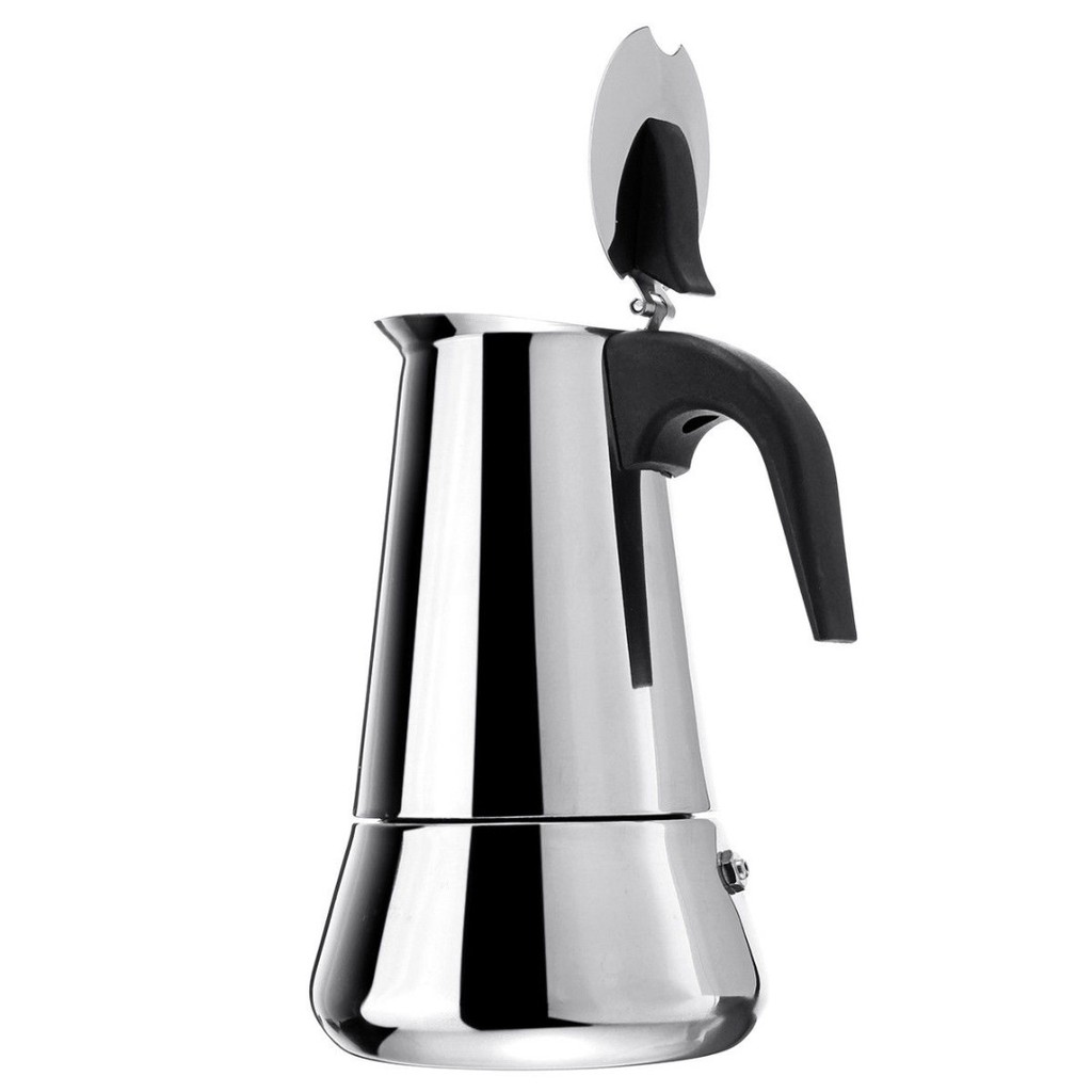 Nồi cà phê đáy rộng gia đình bằng thép không gỉ Moka Espresso Maker Bếp thấm