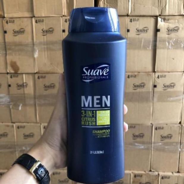 DẦU GỘI TẮM XẢ SUAVE MEN 3 IN 1 828ML