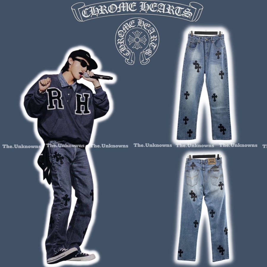 ⚡️[Hight Quality] - Quần Jeans Chrom Heart ống suông, Quần jeans CH Sơn Tùng cao cấp full túi tag