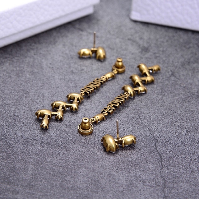 Bông tai nữ thương hiệu D thả dáng dài đính đá màu vintage sang chảnh TB420 TOBI STORE