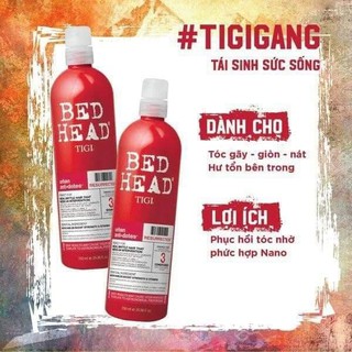 Bộ dầu gội tigi đỏ - tigi bed head 1500ml/cặp . phục hồi tóc hư tổn cấp độ 3 - cam kết chính hãng
