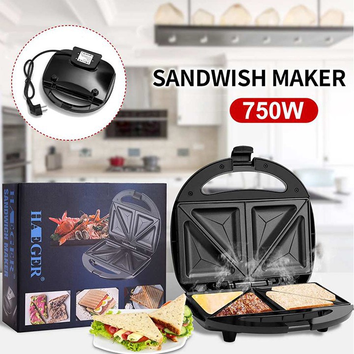 [ Siêu Sale ] Máy Nướng Bánh Mì Sandwich, Máy Kẹp Bánh Mỳ HAEGER Khuôn Tam Giác