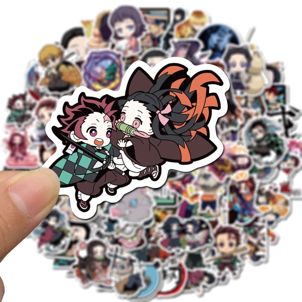 Bộ 100 miếng dán trang trí hình anime Ghost Slayer chống thấm nước