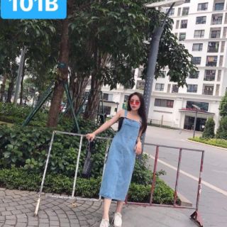 Yếm váy jean dài