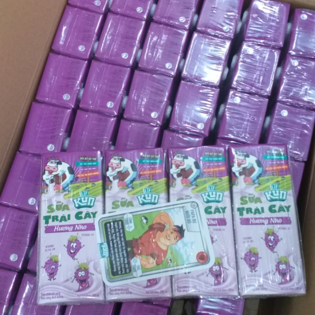 Sữa Kun Trái Cây Hương Nho 180ml set 2 vỉ