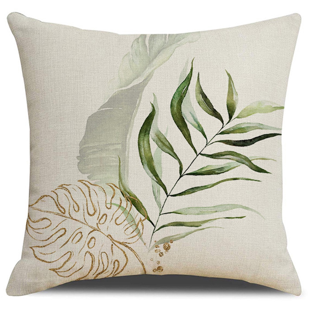 Vỏ Gối Cotton Lanh Họa Tiết Cây Xanh 40×40 45×45 50×50 60×60