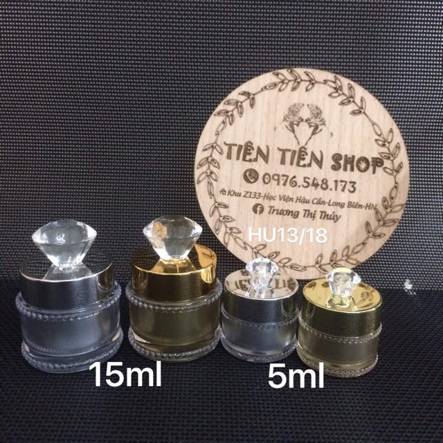Hũ nhựa 15ml nắp kim cương