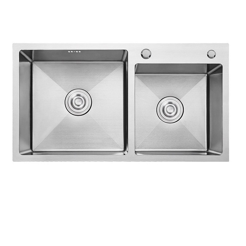 Chậu rửa chén bát Inox thiết kế 2 hố lệch