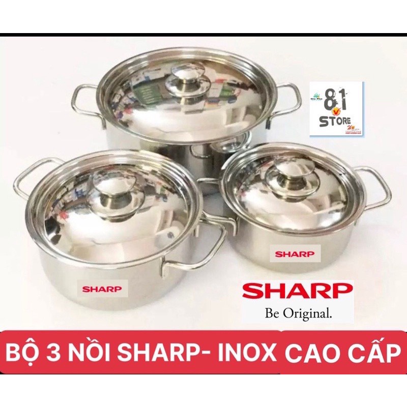 Bộ 3 nồi inox SHARP hàng khuyến mại chống rỉ