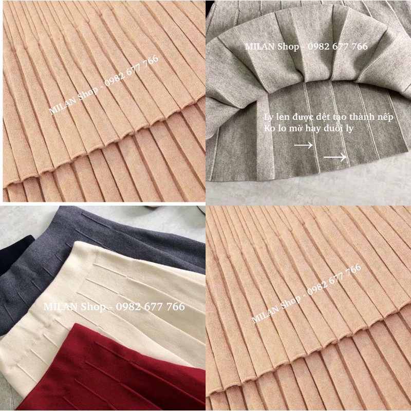 Chân váy len xếp ly ngắn đến gối 2 kiểu hot | BigBuy360 - bigbuy360.vn