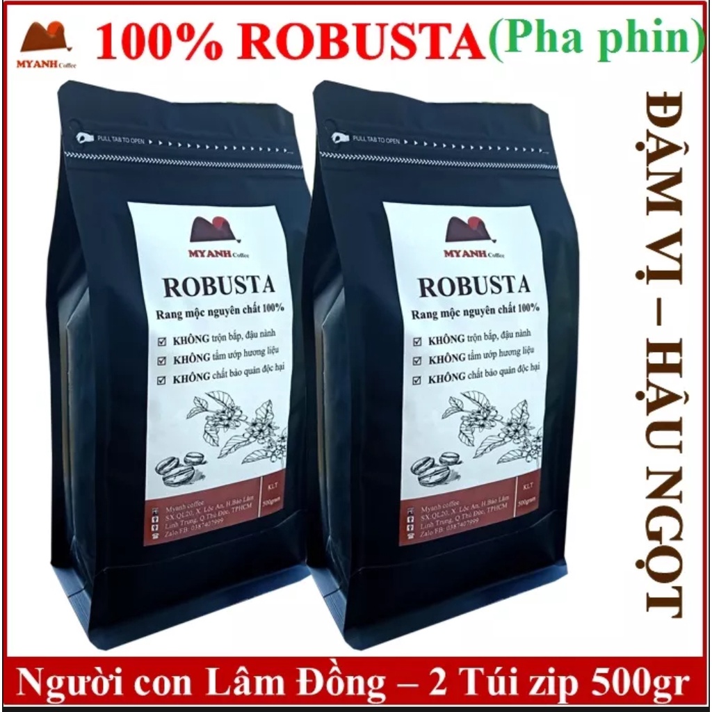 1kg Cà phê Robusta rang mộc mức nhạt ( Light Roast) - MYANH Coffee