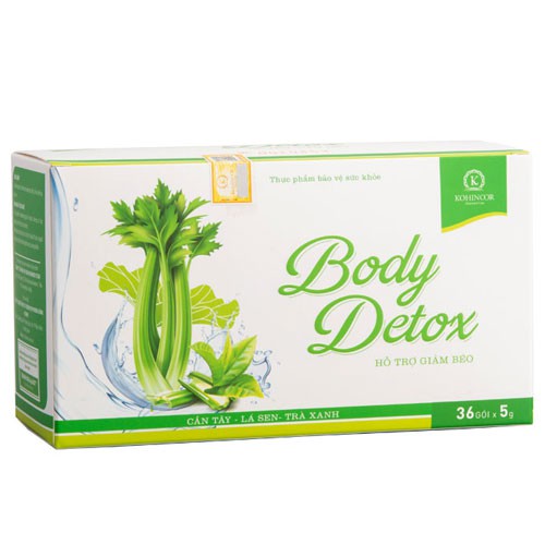 Body Detox Kohinoor, Cần tây, Lá sen, Trà xanh- Hỗ trợ giảm béo, thanh lọc cơ thể (Hộp 36 gói)