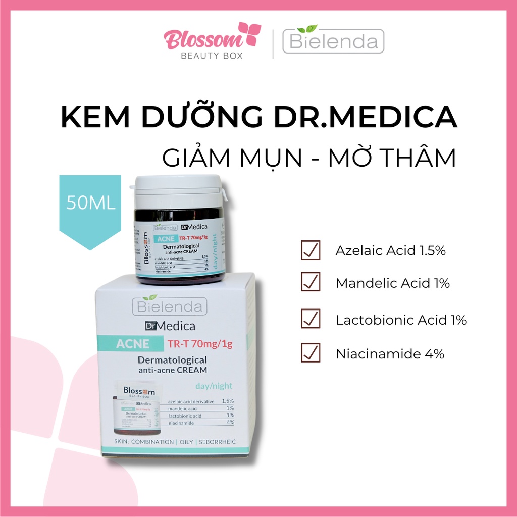 Kem dưỡng cho da dầu mụn Dr MEDICA ance chứa azelaic acid, mandelic, niacinamide